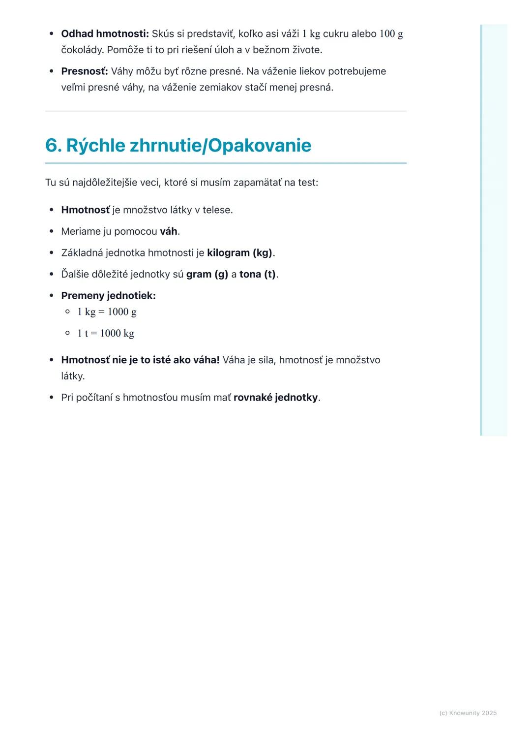 # Meranie hmotnosti

## 1. Úvod k meraniu hmotnosti

Dnes si zopakujeme, čo je to hmotnosť a ako ju meriame. Je to dôležité, lebo
hmotnosť s