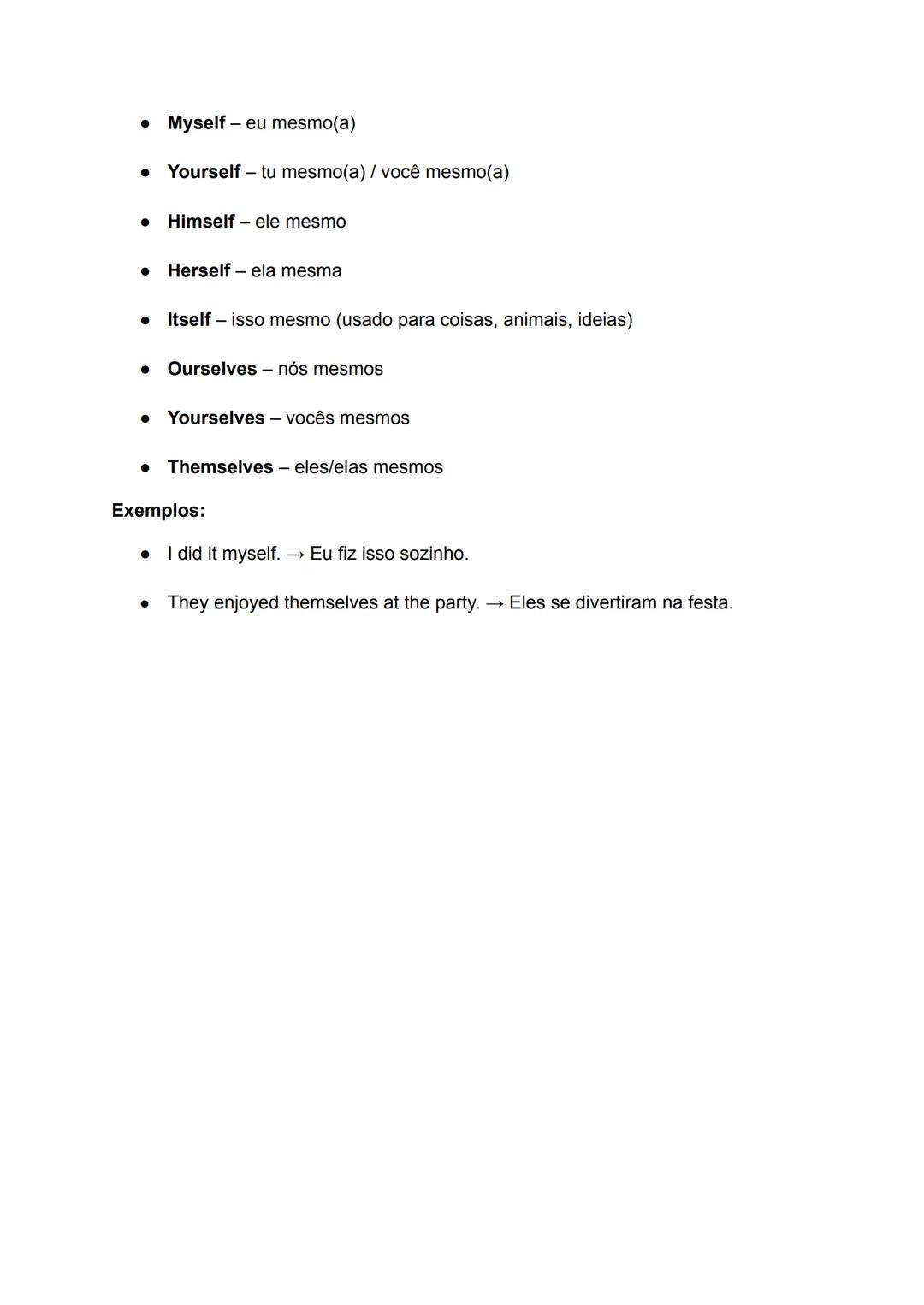 Pronomes Pessoais em Inglês
1. Pronomes Pessoais Subjetivos
São usados quando o pronome é o sujeito da frase, ou seja, quem faz a ação. São: