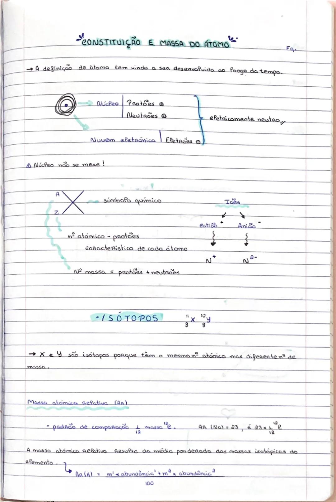 Constituição e massa do átomo 