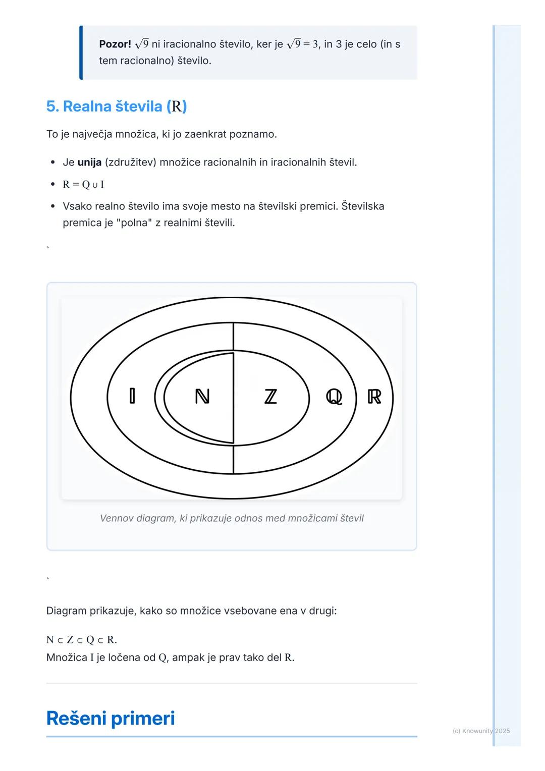 # Množice števil

## Uvod v množice števil

To so osnove za vse, kar bomo delali naprej v matematiki. Gre za to, da
znamo števila pravilno r