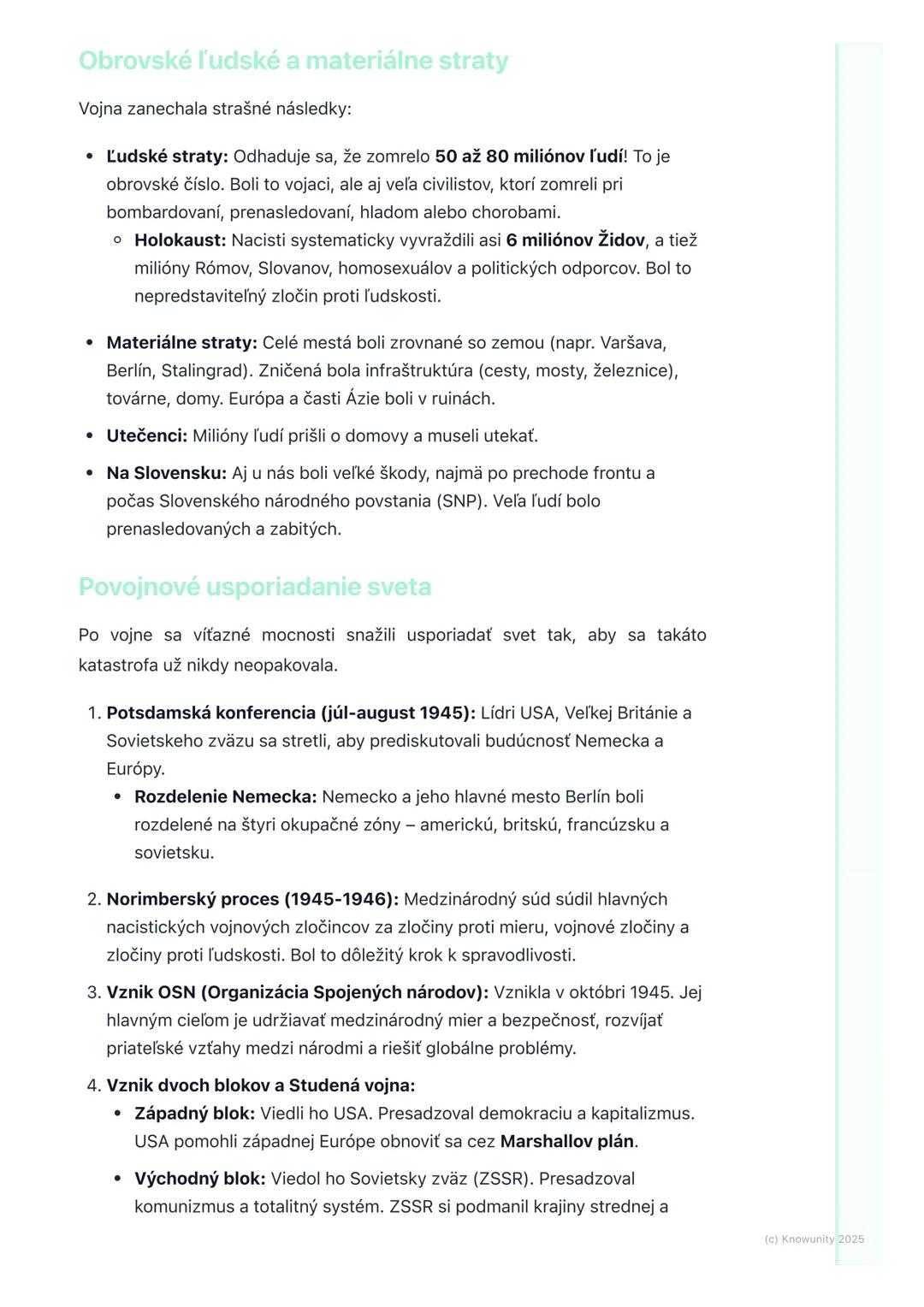 # Koniec vojny a jej dôsledky

## 1. Prehľad konca vojny a jej následkov

Takže, druhá svetová vojna bola obrovský konflikt, ktorý zmenil ce