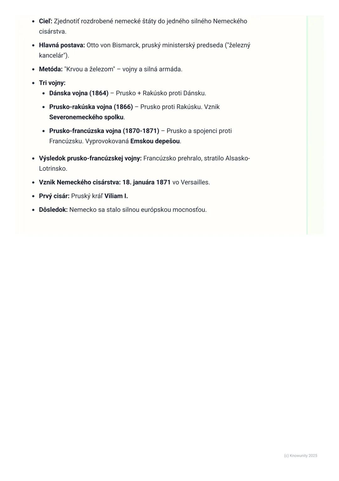 # Zjednotenie Nemecka

1. Prehľad zjednotenia Nemecka

Predtým, ako vzniklo Nemecko, ako ho poznáme dnes, existovalo veľa malých
nemeckých š