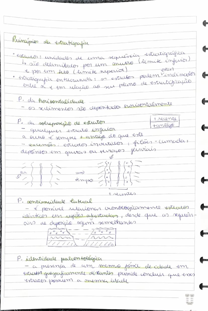 --- OCR Start ---
Princípios da extratigrafia.
• escutor: unidades de uma sequência estratigrcifica
Is são delimitados por um murro (limite 