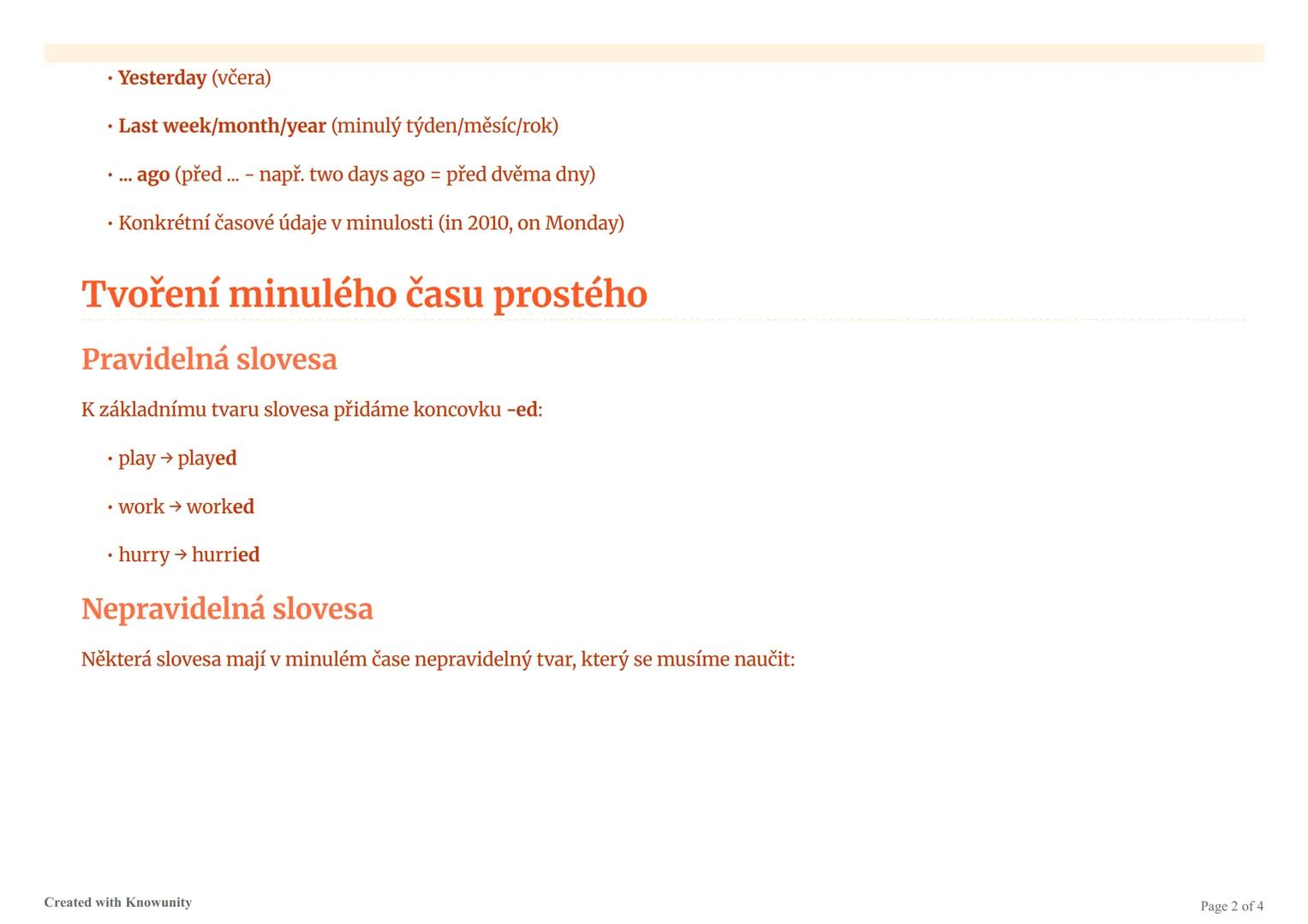 # Minulý čas prostý (Simple Past)

Přehled minulého času prostého v angličtině, jeho použití, tvoření a příklady.

# Minulý čas prostý (Simp