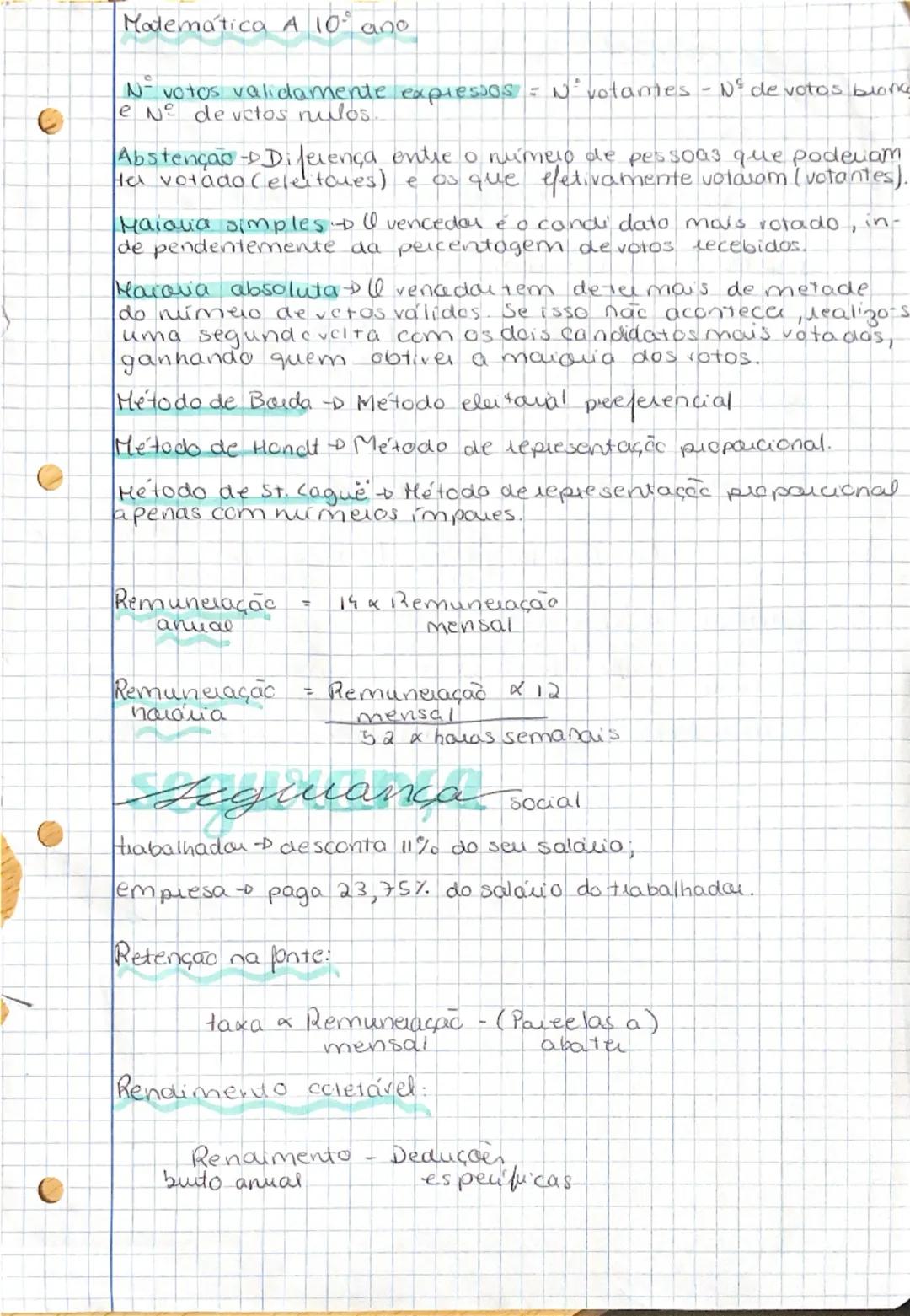 Resumo de Matemática para 10° Ano com Modelos Matemáticos