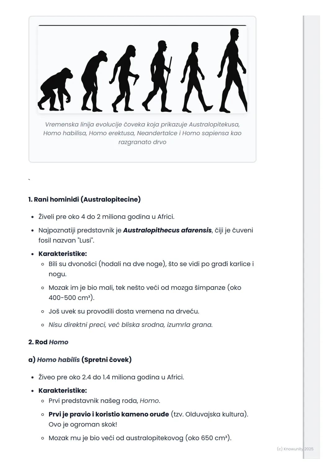 # Evolucija čoveka

## Uvod i mesto čoveka u prirodi

Evolucija čoveka je proces koji objašnjava kako se naša vrsta, Homo
sapiens, razvila o