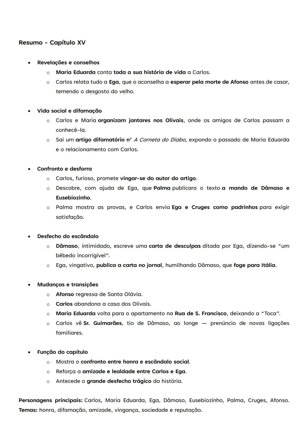 # Resumo Capítulo I

*   Instalação no Ramalhete
    *   O romance começa com Afonso da Maia (avô) e Carlos (neto) instalando-se no Ramalhet