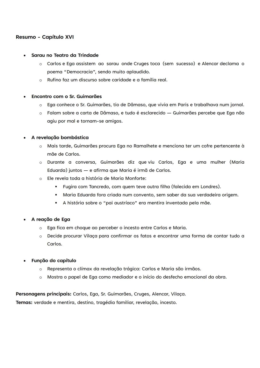 # Resumo Capítulo I

*   Instalação no Ramalhete
    *   O romance começa com Afonso da Maia (avô) e Carlos (neto) instalando-se no Ramalhet