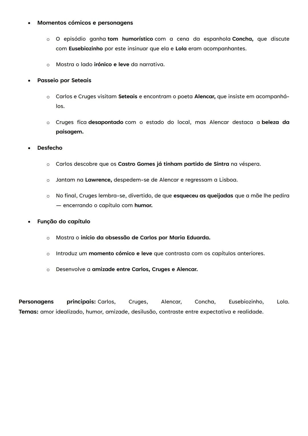 # Resumo Capítulo I

*   Instalação no Ramalhete
    *   O romance começa com Afonso da Maia (avô) e Carlos (neto) instalando-se no Ramalhet