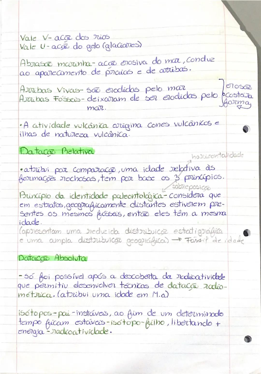 ### Brincipios de raciocinio geológico

Catastrofismo-defende que as alterações geológi-
Cas resultam de fenómoncs catastróficos (rápidos
e 