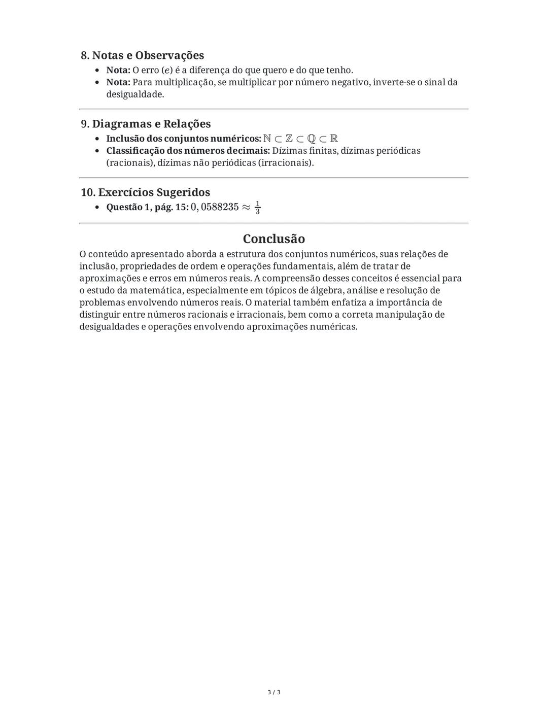 # Resumo: Números Reais, Propriedades e Operações

1. Conjuntos Numéricos

1.1. Números Naturais (N)

*   Definição: Conjunto dos números na