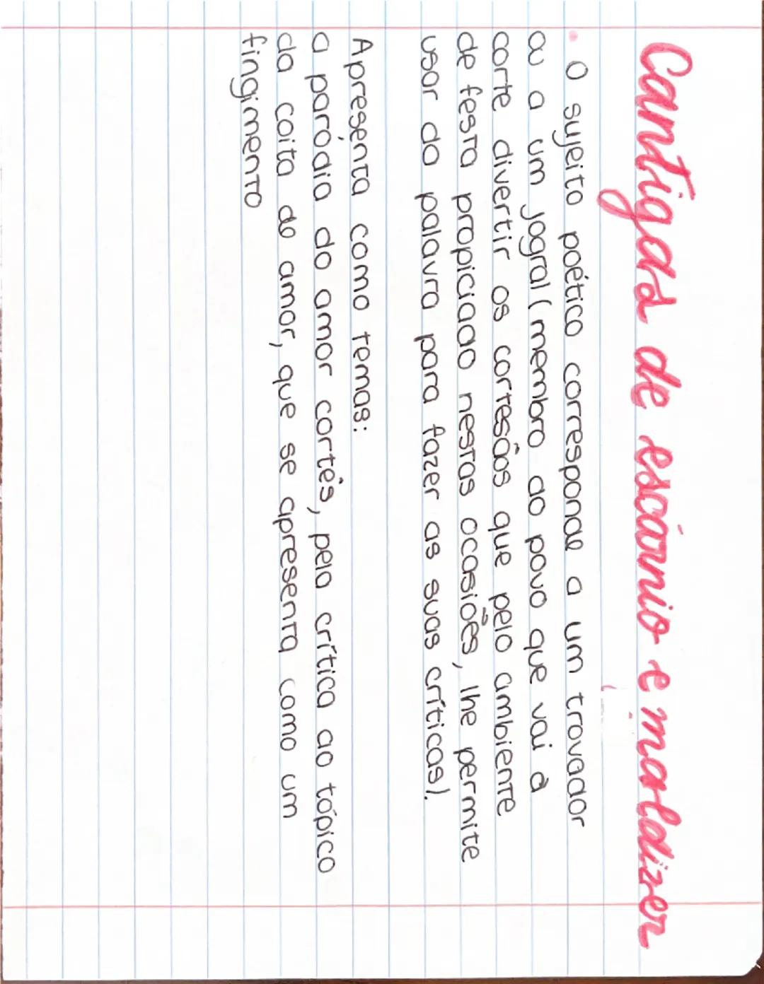 Cantigas de amigo
O sujeito poético é uma donzela, uma jovem
enamorada (esras cantigas revelam uma voz
feminina)
• Apresenta como temas:
a v