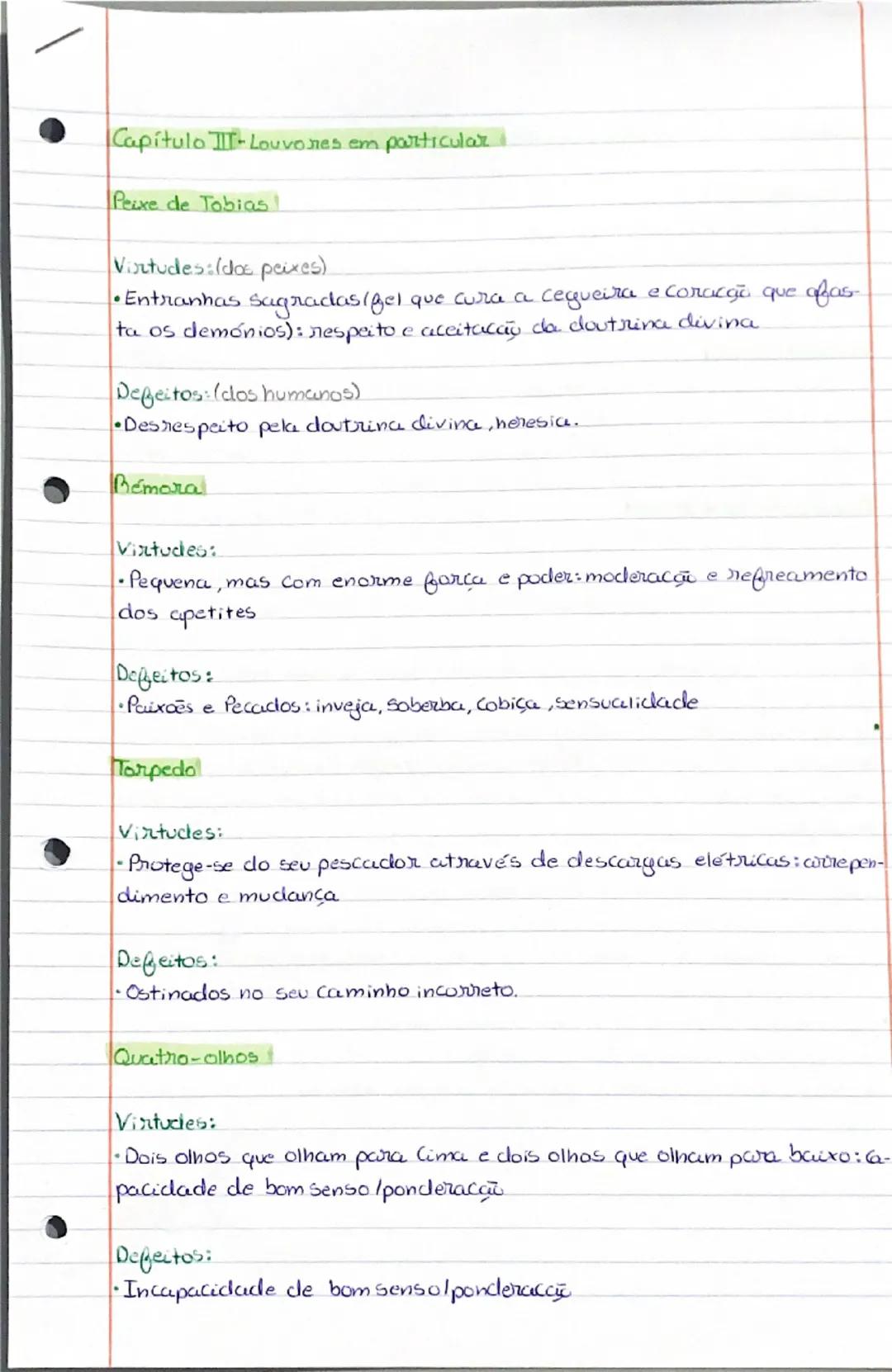 --- OCR Start ---
Capítulo III-Louvores em particular
Peixe de Tobias
Virtudes: (doe peixes).
•Entranhas Sagradas(gel que cura a cegueira e 