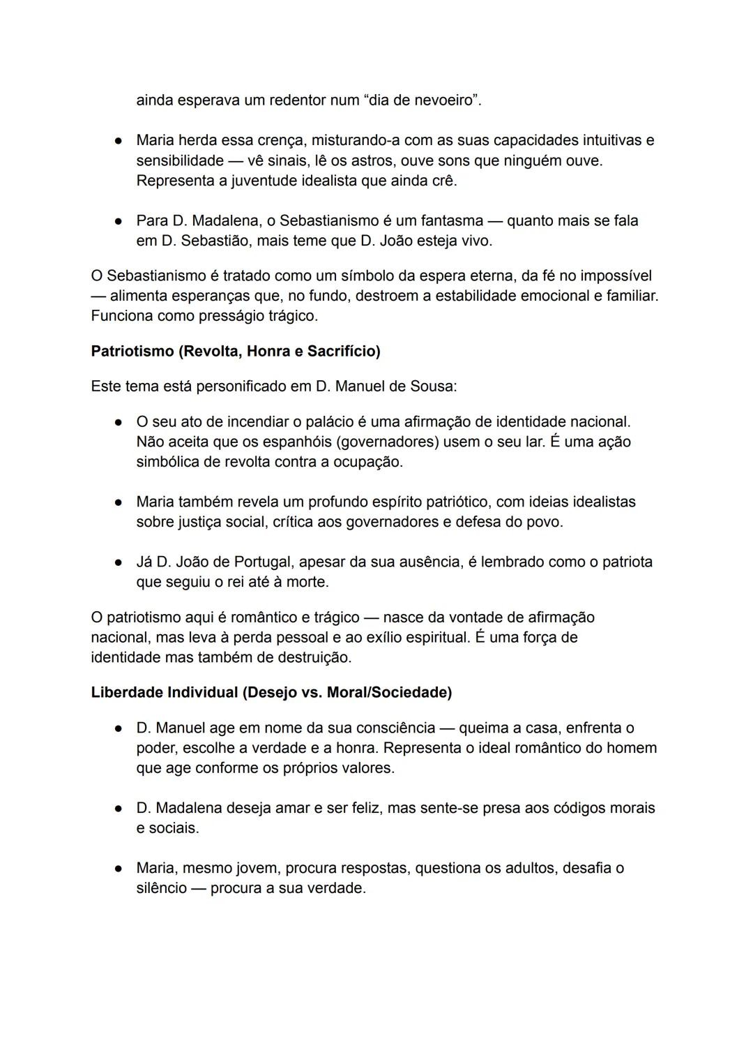 --- OCR Start ---
Frei Luís de Sousa:
Características da Obra:
• Género: Drama romântico com traços de tragédia clássica.
• Estilo: Escrito 