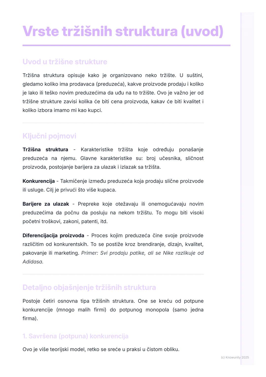 # Vrste tržišnih struktura (uvod)

Uvod u tržišne strukture

Tržišna struktura opisuje kako je organizovano neko tržište. U suštini,
gledamo