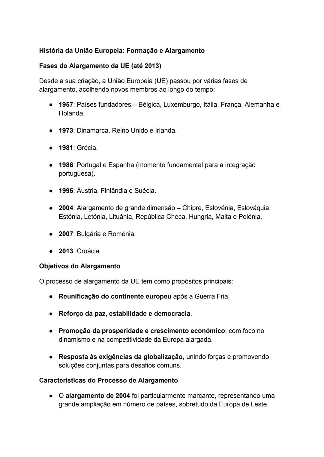 # História da União Europeia: Formação e Alargamento

## Fases do Alargamento da UE (até 2013)

Desde a sua criação, a União Europeia (UE) p