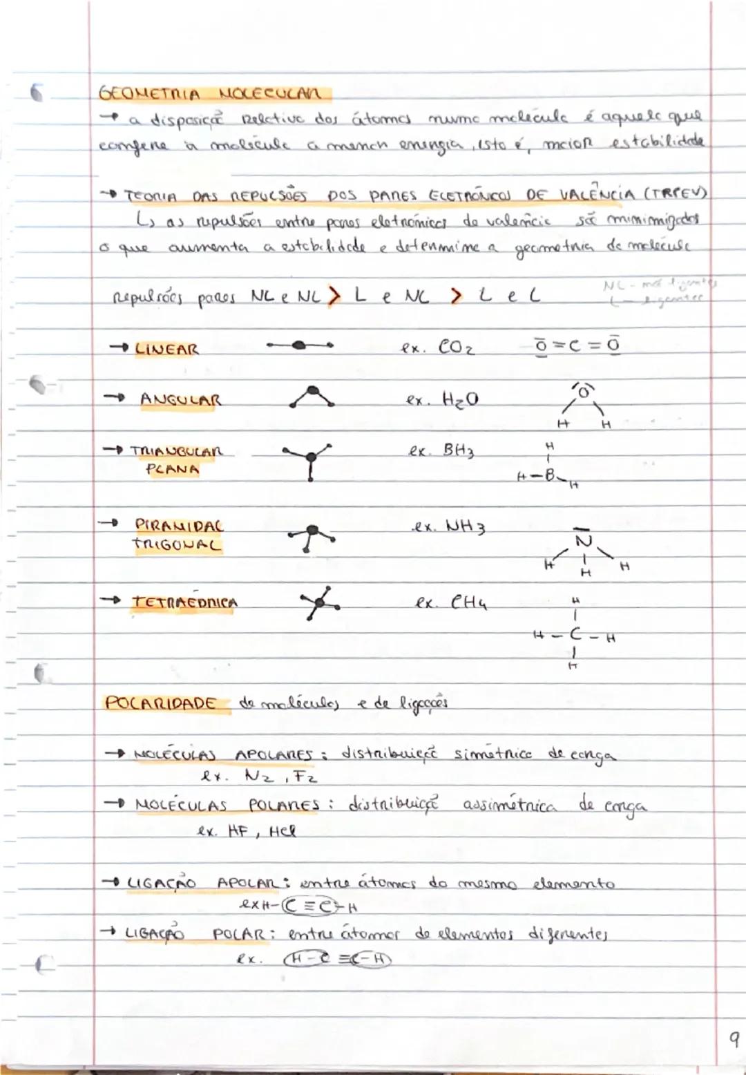 --- OCR Start ---
GEOMETRIA MOLECULAR
→ a disposiçæ Relative dos átomos nunc molecula é aquele que
confene a molécule a mench energia, isto 