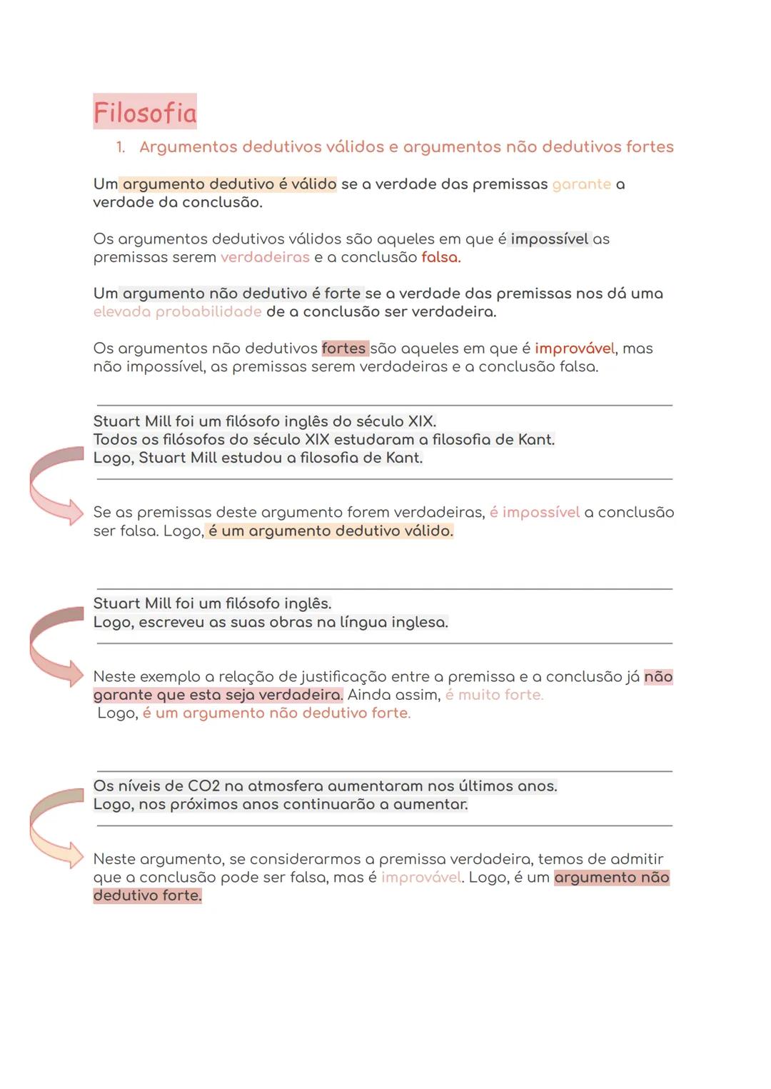 # Filosofia

1.  Argumentos dedutivos válidos e argumentos não dedutivos fortes

Um argumento dedutivo é válido se a verdade das premissas g