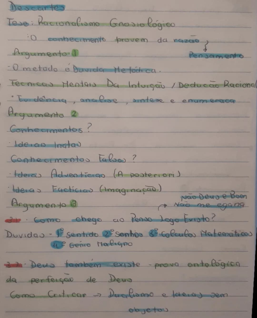 Resumo do Racionalismo de Descartes e Hume