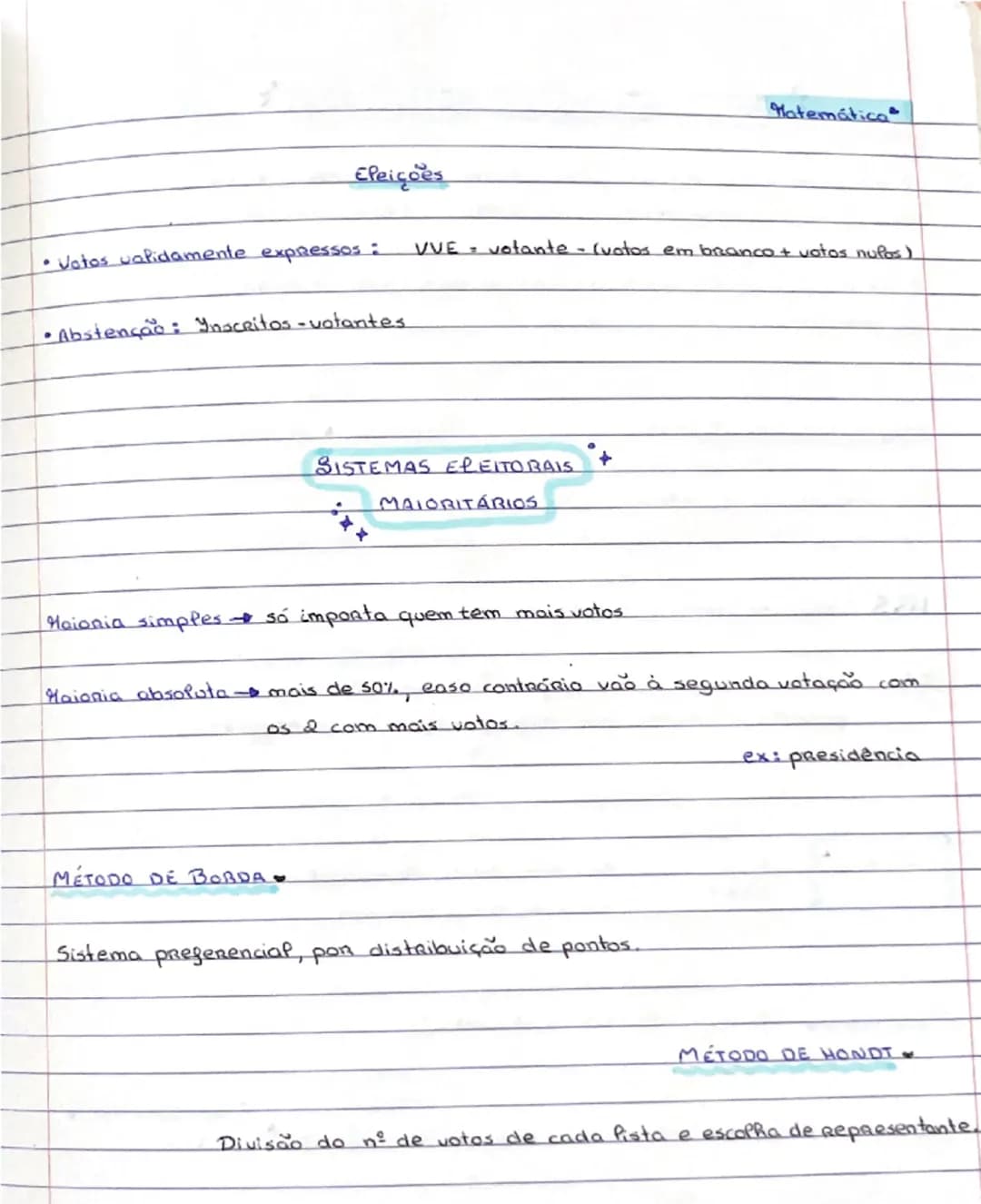 --- OCR Start ---
Eleições
Matemática
• Votos validamente expressos: VVE = votante -(votos em branco + votos nulos)
• Abstenção: Inscritos -