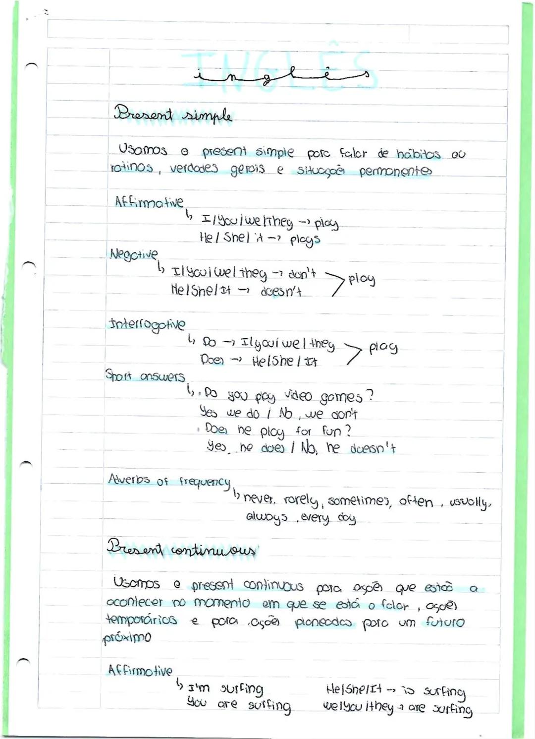 resumo de inglês 8ºano