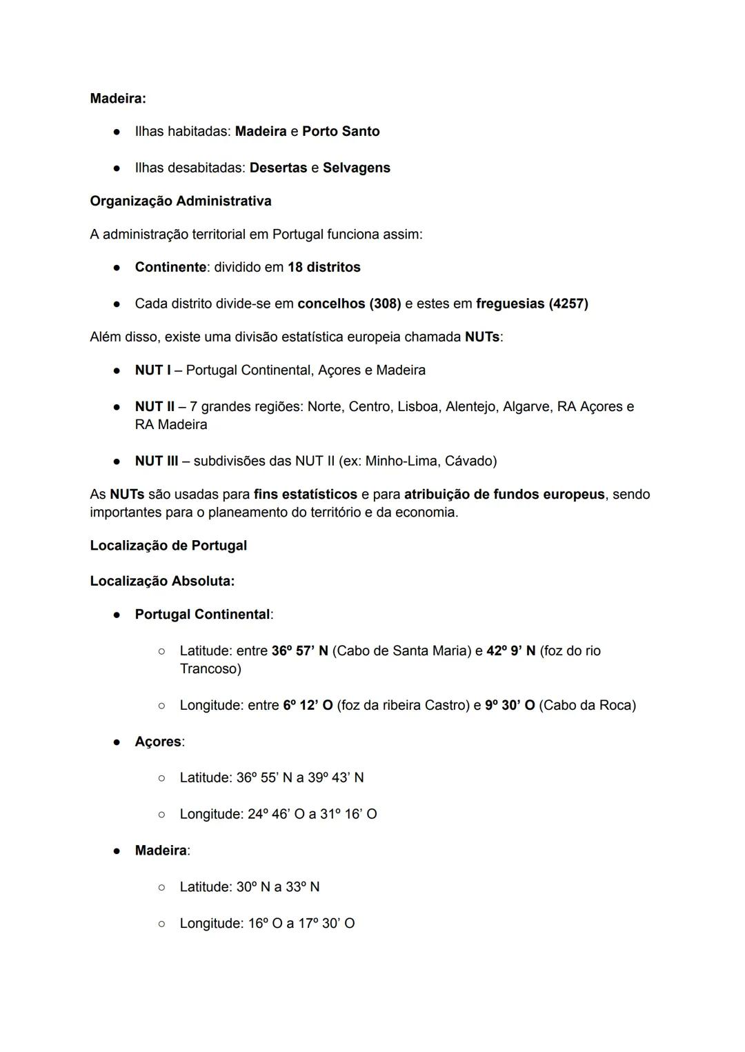 # Geografia - 10º ano
# A posição de Portugal na Europa e no Mundo
## Território Nacional

Portugal é constituído por três grandes unidades: