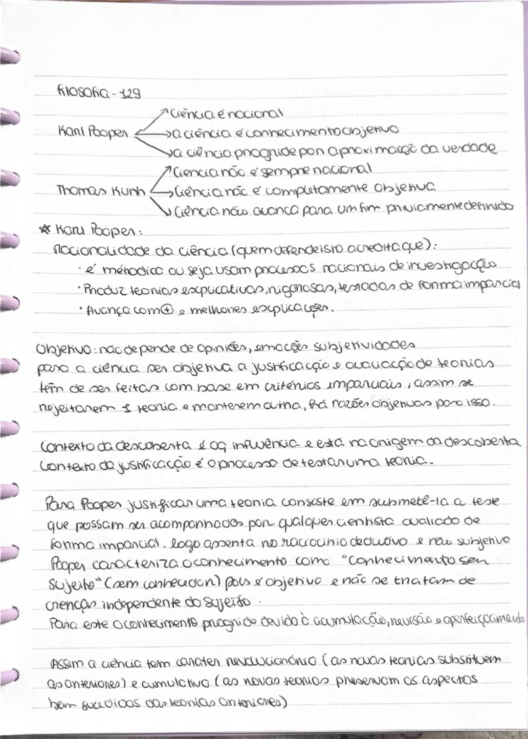 --- OCR Start ---
filosofia-129
Kani Pooper
Ciência é nocional
→a ciência é connecimentoonjenvo
va ciência prognide pon aproximarga da verda