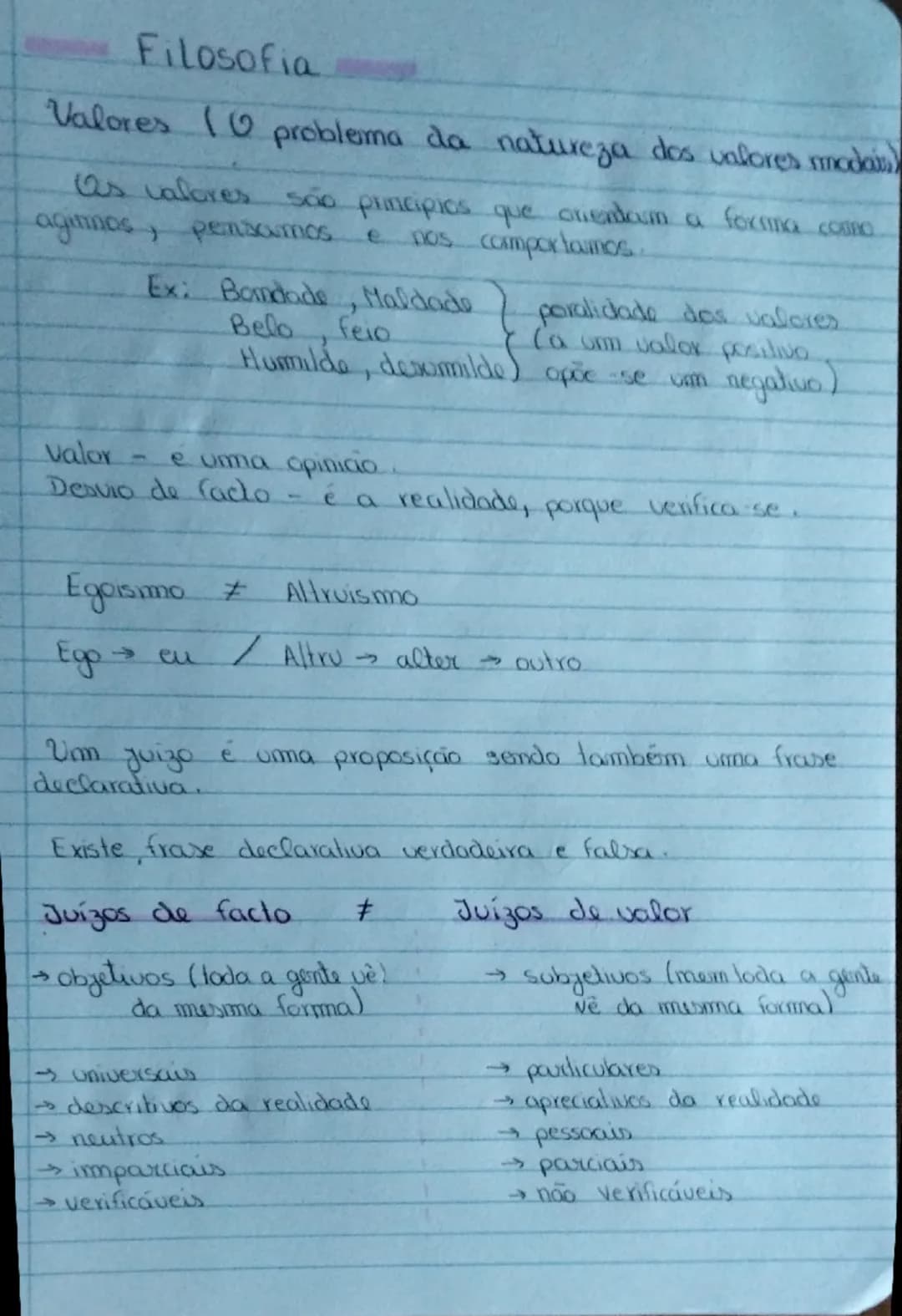 # Filosofia

Valores (o problema da natureza dos valores morais)

Os valores são princípios que orientam a forma como agimos, pensamos e nos