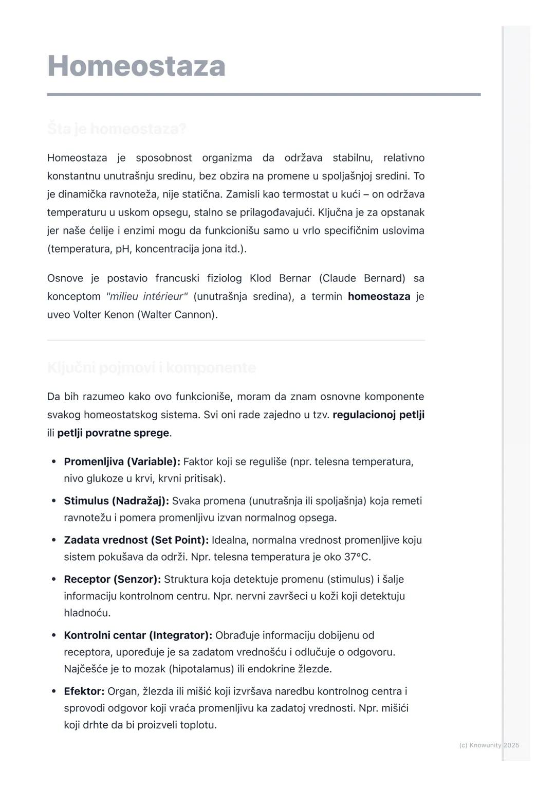# Homeostaza

Šta je homeostaza?

Homeostaza je sposobnost organizma da održava stabilnu, relativno
konstantnu unutrašnju sredinu, bez obzir