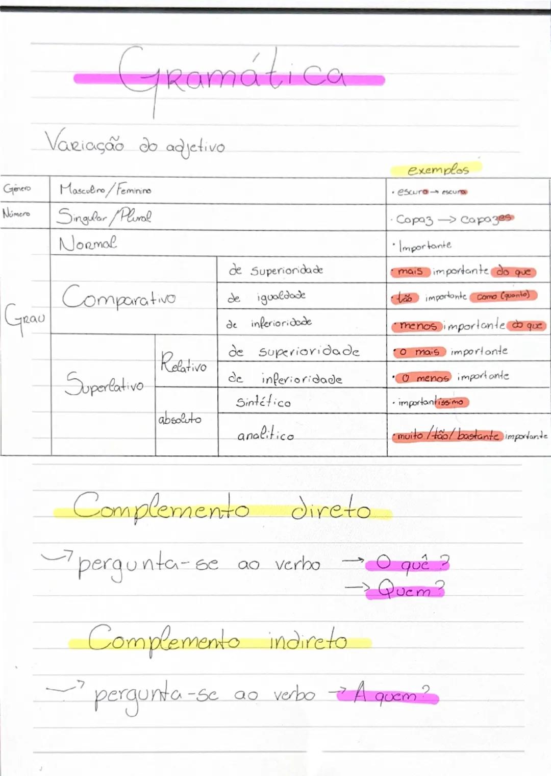 # Gramática

Variação do adjetivo

| Género | Masculino/Feminino | exemplos |
|---|---|---|
| Número | Singular/Plural | • escura → escura |