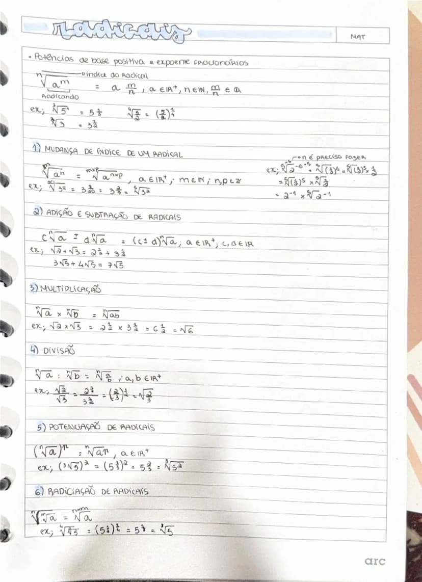 -Casos Particulares da Multiplicaçao
7) PRODUTO DE UM Nº POR UM RADICAL *
$\sqrt[4]{a^{2}}\times b^{2}=\sqrt[4]{a^{4}\times a^{4}}\times b^{