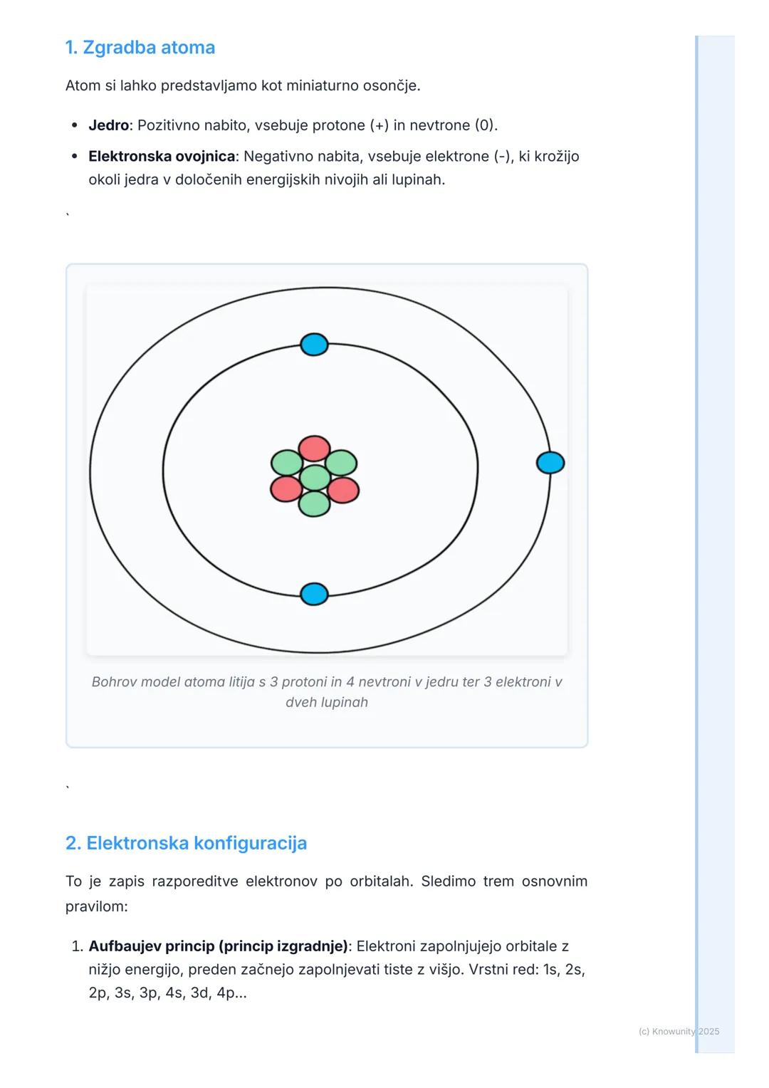 # Atomska zgradba in periodni
sistem

Pregled zgradbe atoma

Vse snovi so zgrajene iz atomov. Zgradba atoma, še posebej razporeditev
elektro