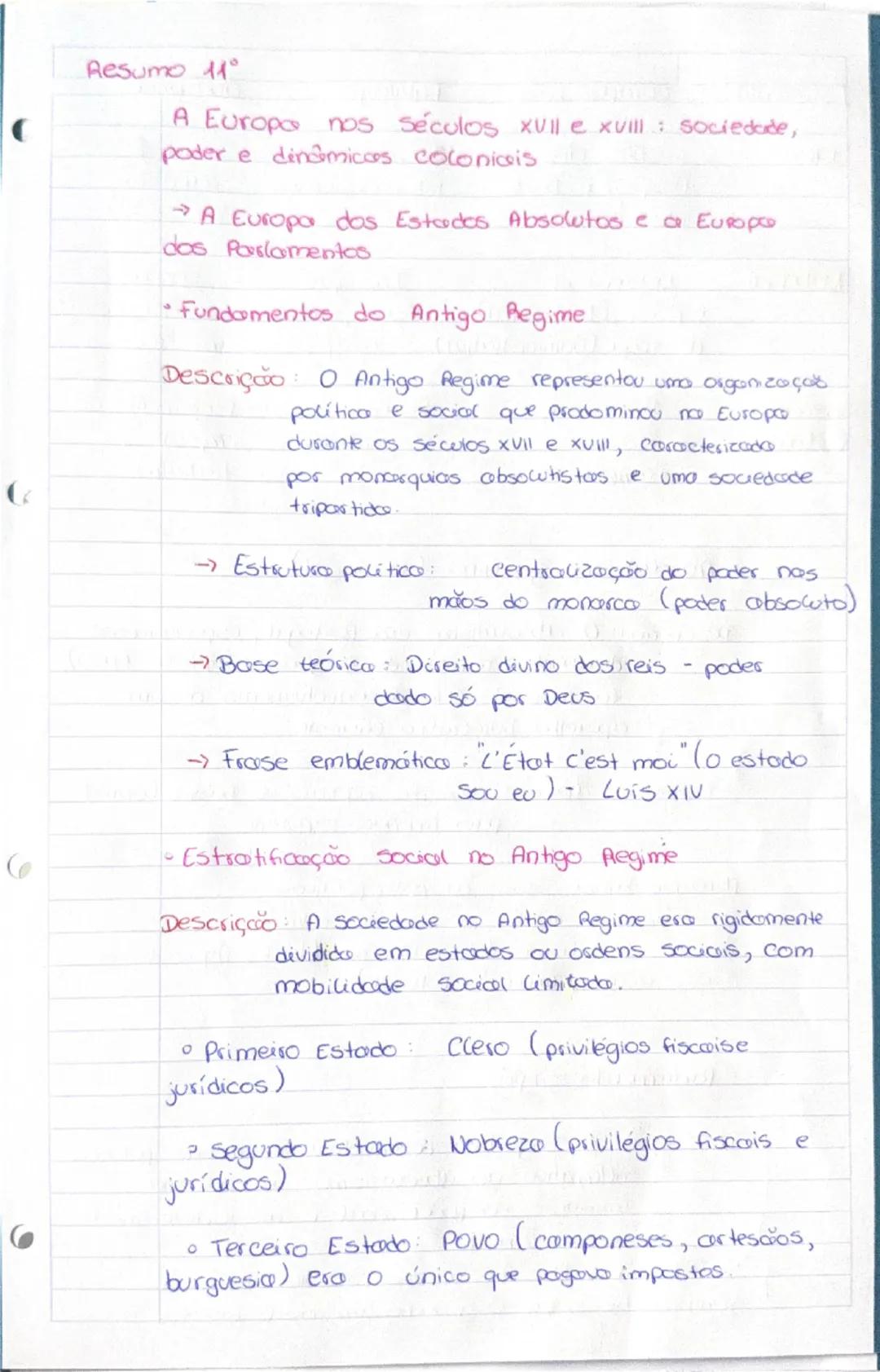 História A 11.º Ano: O Antigo Regime