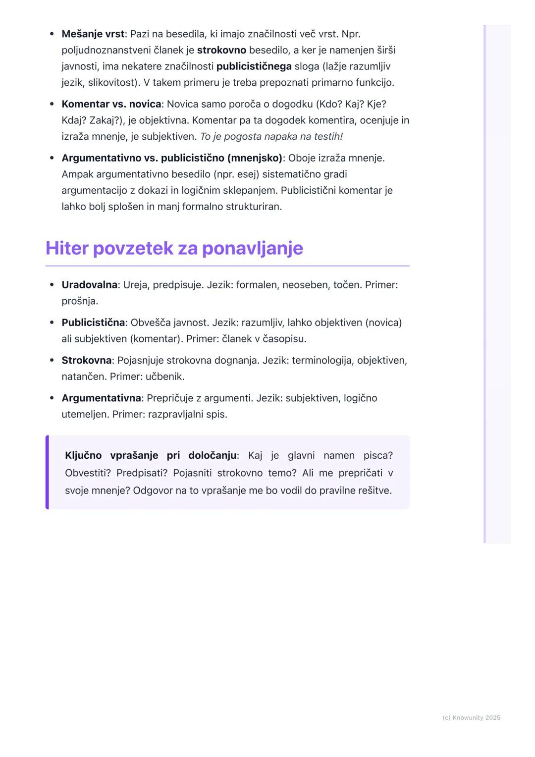 # Besedilne Vrste in Njihove
Značilnosti

Uvod v besedilne vrste

Besedila niso vsa enaka. Razlikujejo se po namenu, naslovniku, vsebini in

