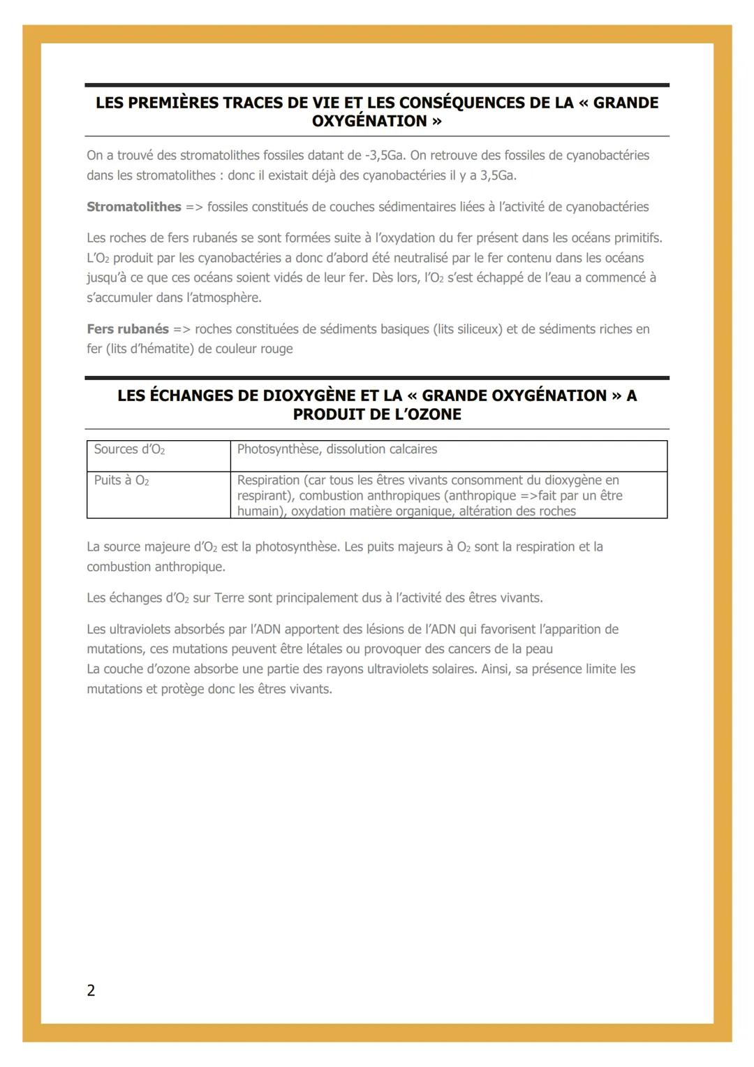 - 1 – L'ATMOSPHÈRE
TERRESTRE ET LA VIE

LES INDICES DES PREMIERS MOMENTS DE LA TERRE

Atmosphère => couche gazeuse qui enveloppe le globe te