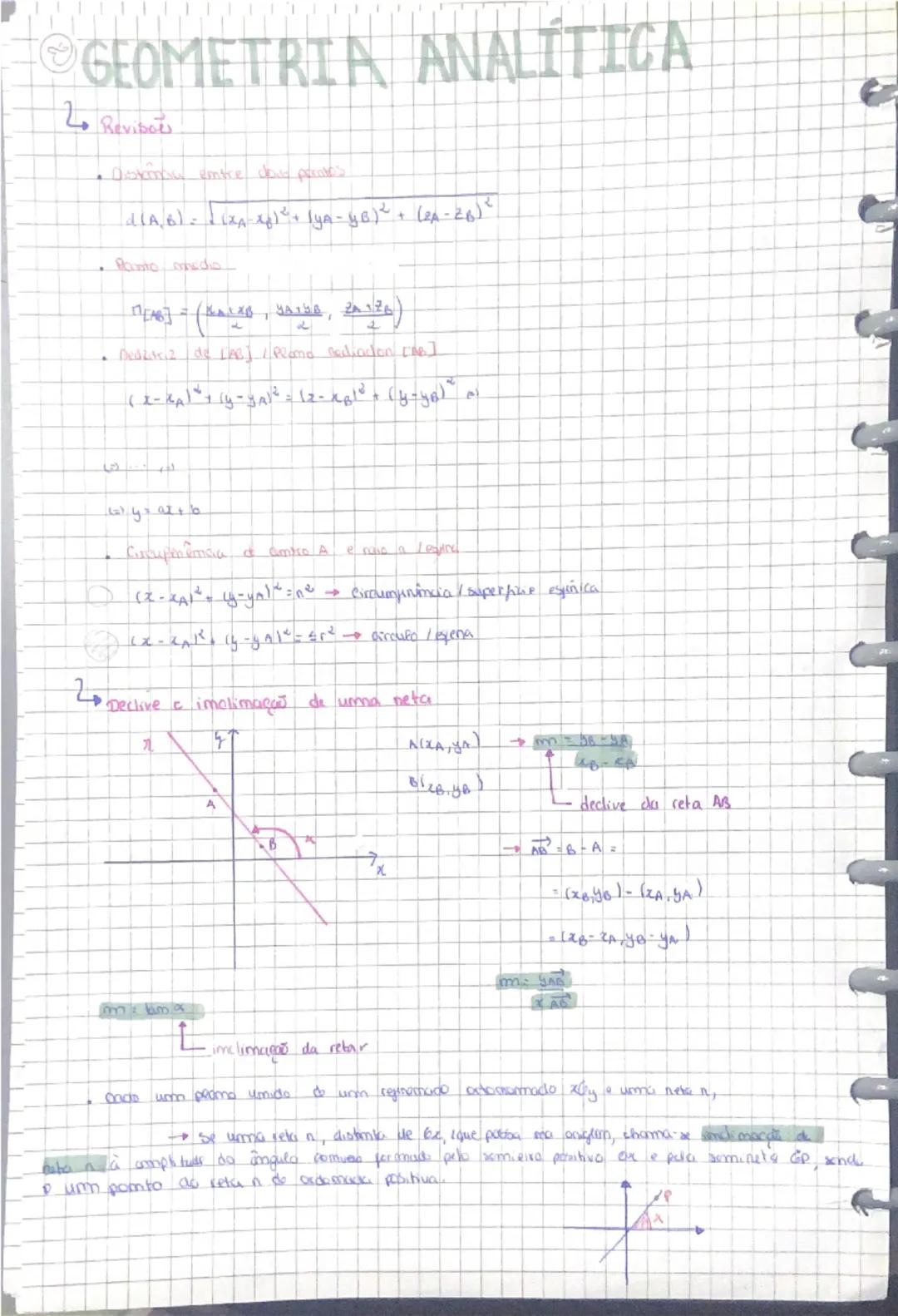 # GEOMETRIA ANALÍTICA

2. Revisors

-   114,6) 12A X8) Iya-4B)² (20-26)

-   Banto medio

    Π] = (0, 0, 0)
    2

-   Dealasia de Les / Pl
