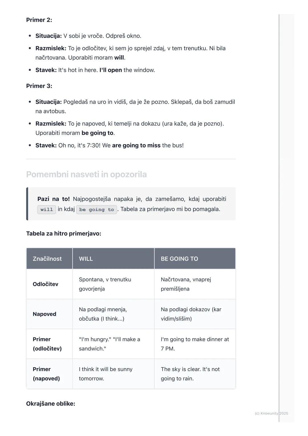 # Prihodnjik (Future Simple -
will/won't, be going to)

Uvod v prihodnjik

Prihodnjik (Future Tense) uporabljamo, ko govorimo o stvareh, ki 