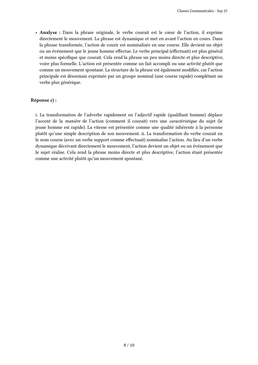 # Classes Grammaticales

Généré par Knowunity.fr - Sep 23

Description: Cet examen couvre les classes grammaticales et la nature des mots.

