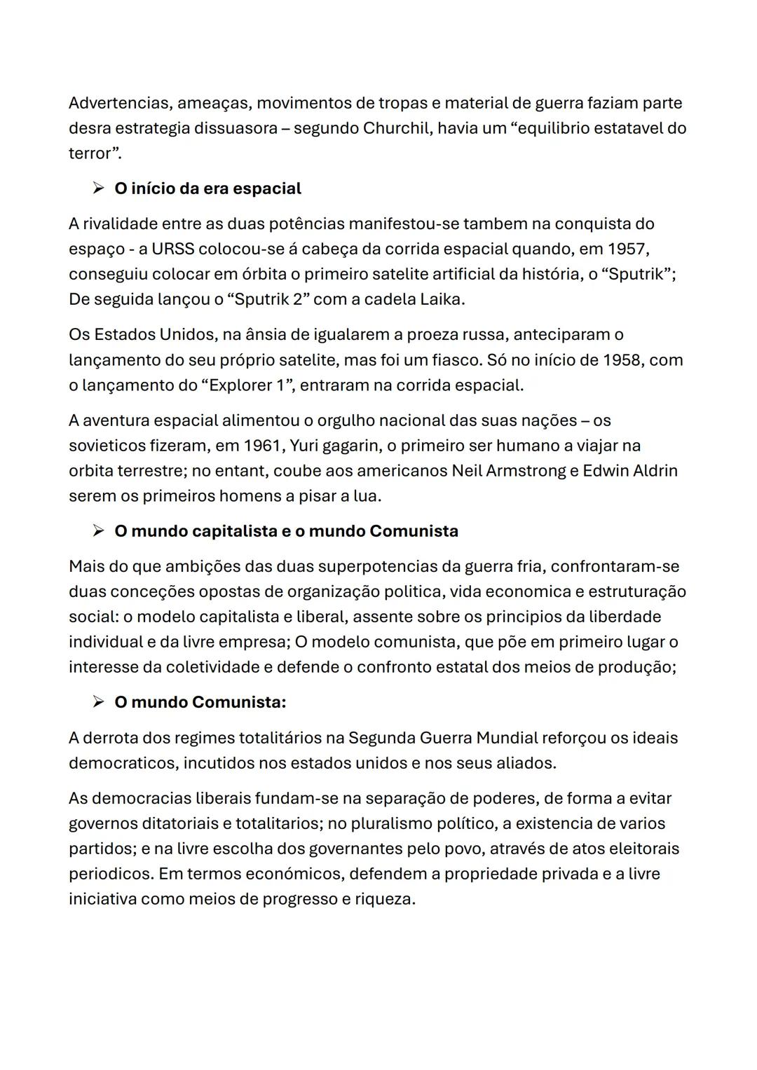 # Resumos de História
➤ O nascimento de uma nova ordem internacional
A segunda guerra mundial (1939-1945) afetou de forma profunda o equil