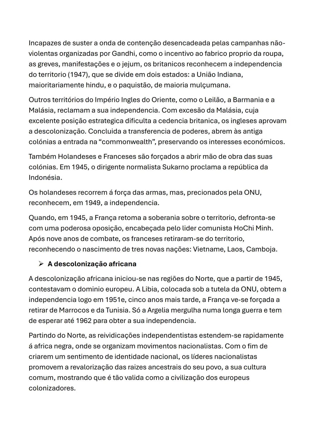 # Resumos de História
➤ O nascimento de uma nova ordem internacional
A segunda guerra mundial (1939-1945) afetou de forma profunda o equil