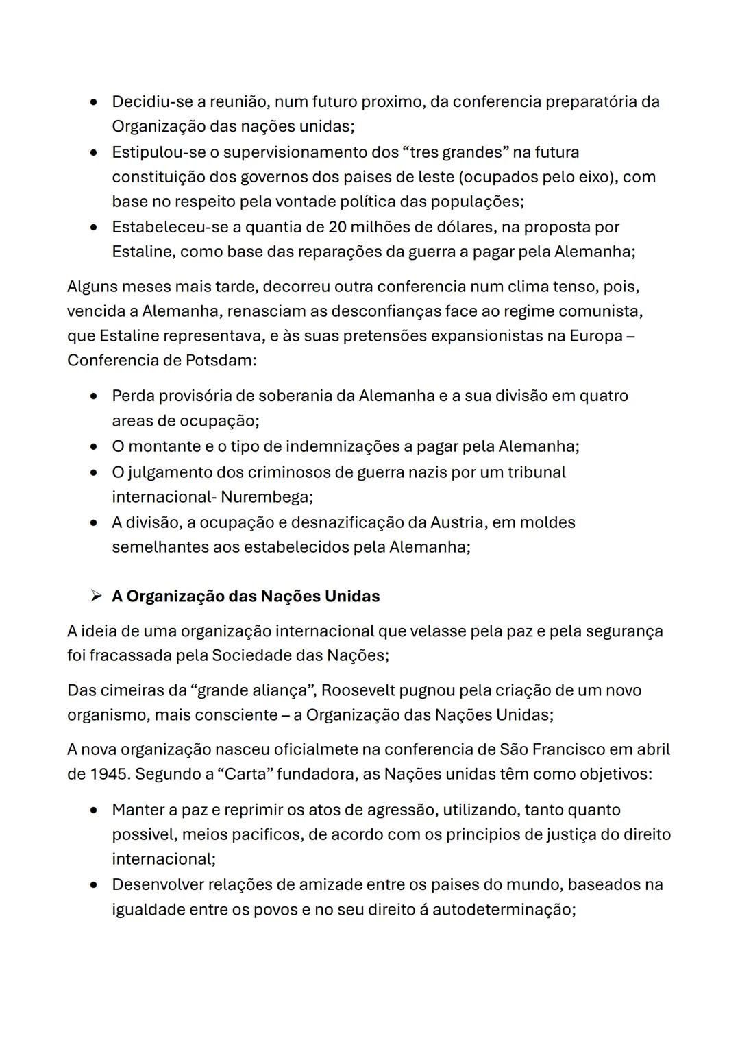 # Resumos de História
➤ O nascimento de uma nova ordem internacional
A segunda guerra mundial (1939-1945) afetou de forma profunda o equil
