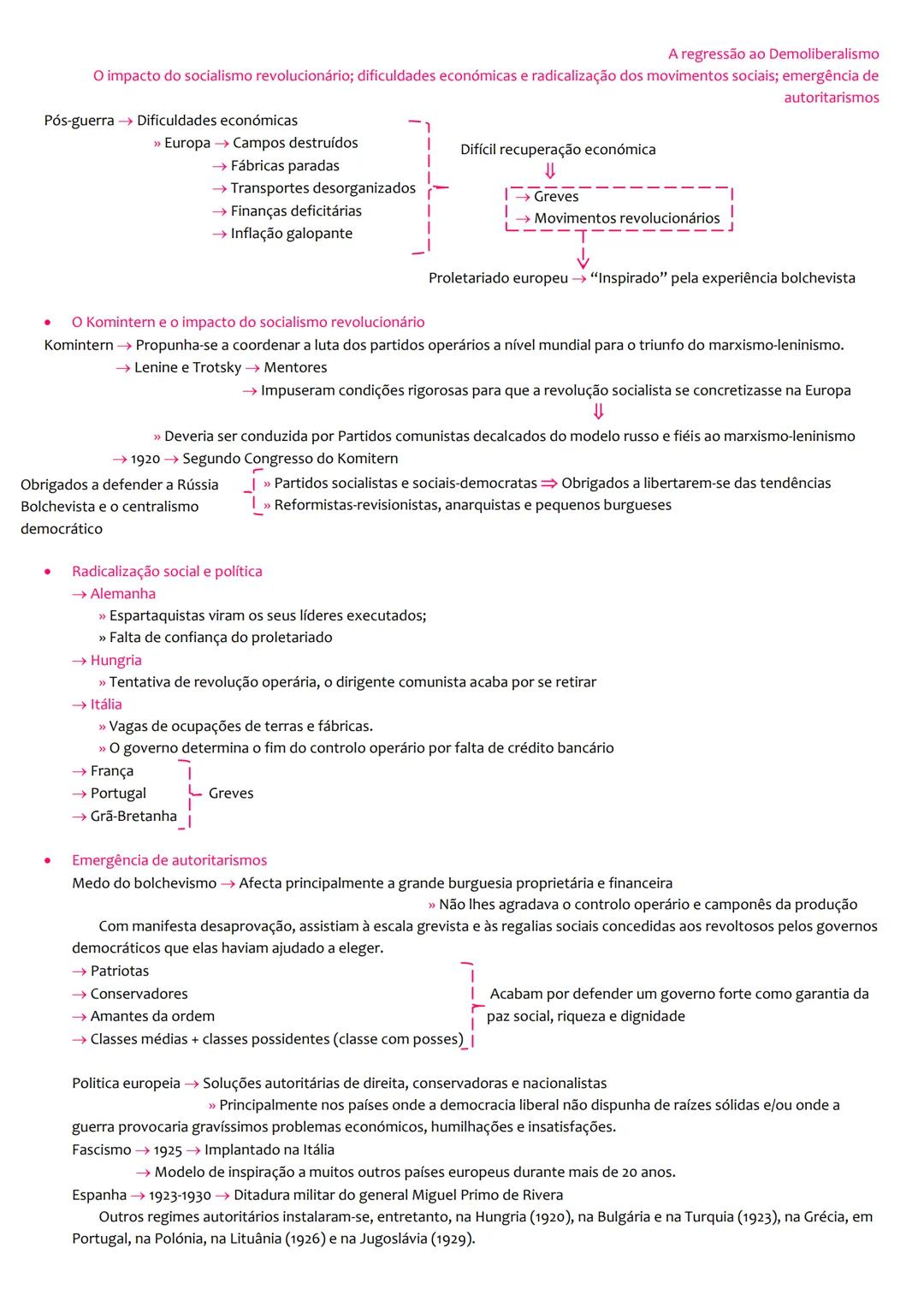 1ª Guerra Mundial → 1914 a 1918
As transformações das primeiras décadas do século XX
1917 Revolução Socialista Soviética (Lenine líder).
→ R