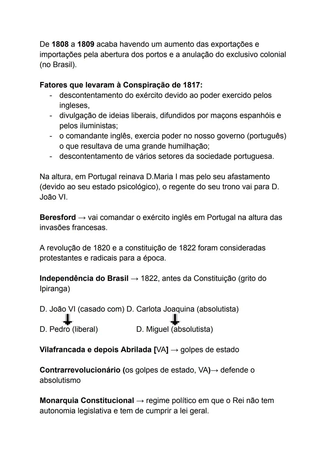 # Resumo de História
A revolução liberal em Portugal
Evolução do fim revolucionário:
Após a posição de Napoleão em França
- Convenção
- Di