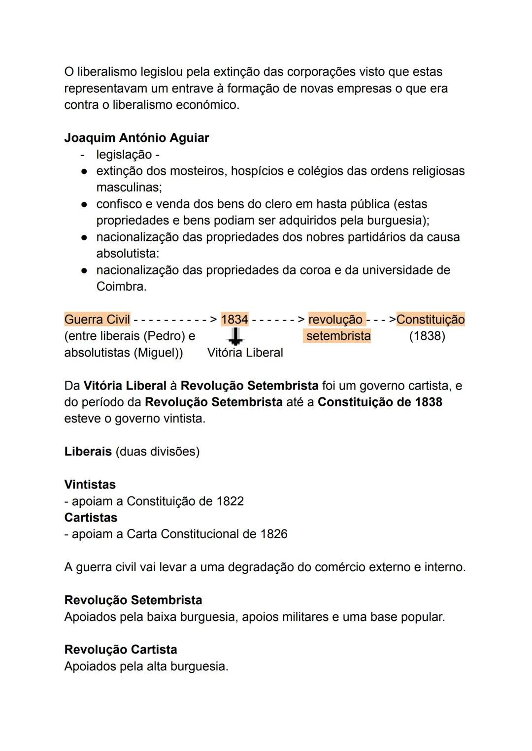 # Resumo de História
A revolução liberal em Portugal
Evolução do fim revolucionário:
Após a posição de Napoleão em França
- Convenção
- Di