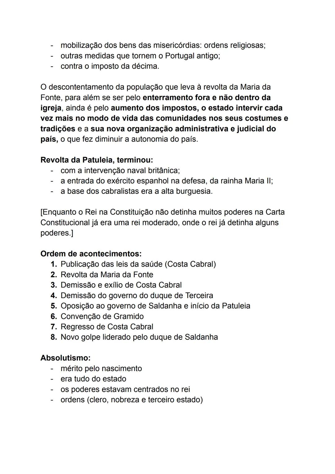 # Resumo de História
A revolução liberal em Portugal
Evolução do fim revolucionário:
Após a posição de Napoleão em França
- Convenção
- Di