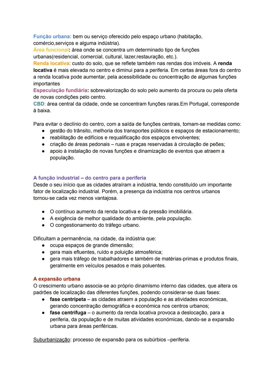 Resumos de Geografia
Espaço urbano e cidades
O espaço urbano apresenta características que o individualizam na paisagem:
- grande densidade