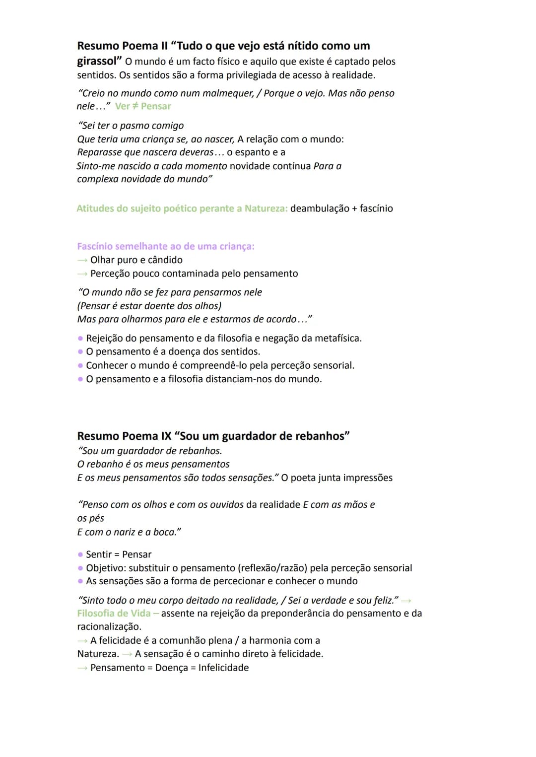 # Poesia dos Heterónimos - Alberto Caeiro
Apresenta-se como um guardador de rebanhos.
O conjunto das sensações que vai recolhendo quando d