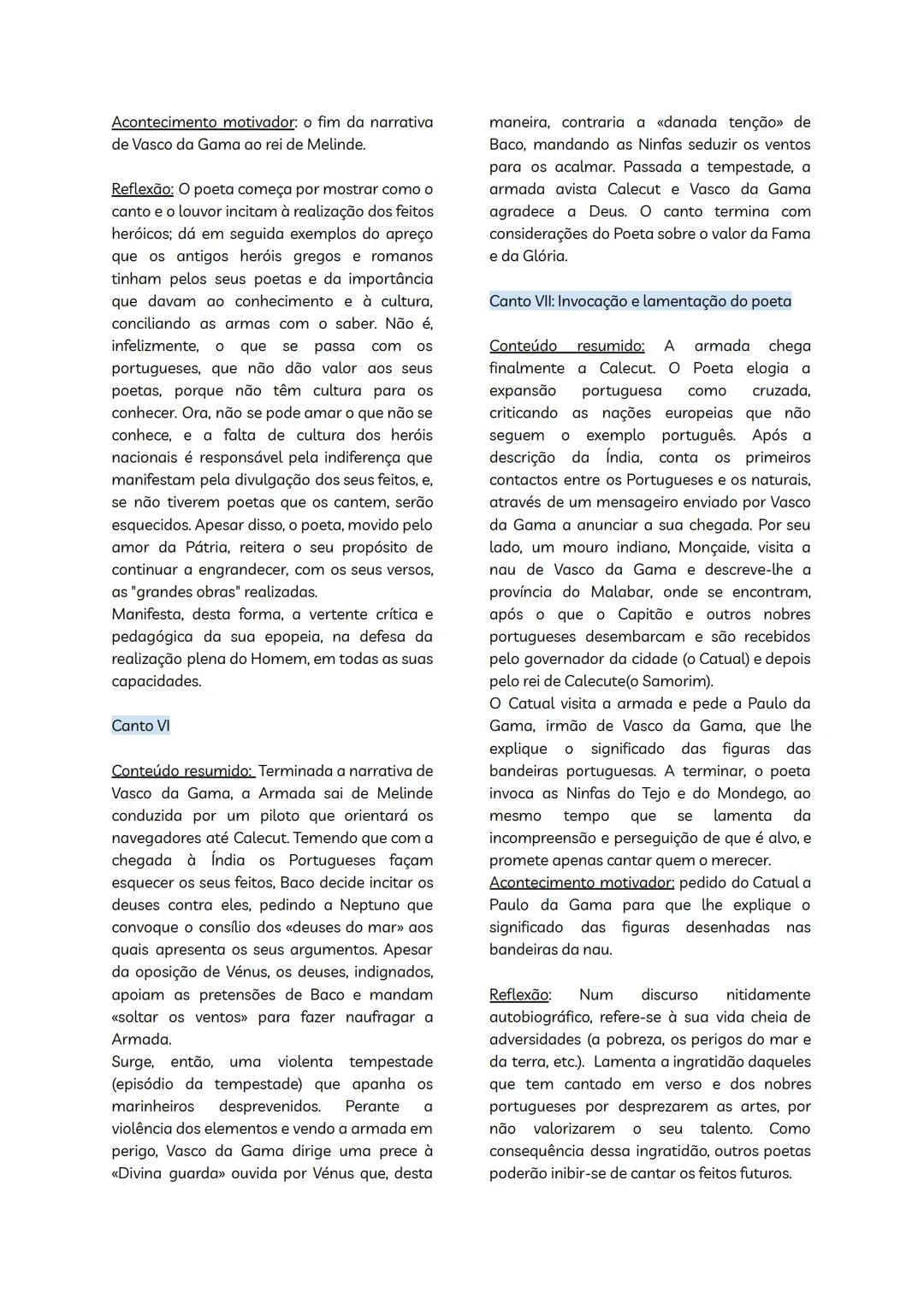 # Resumos 3º teste
Os Lusíadas
Epopeia: estrutura
Estrutura externa;
★ Constituídos por 10 cantos;
★ Os cantos contêm um número
variáve