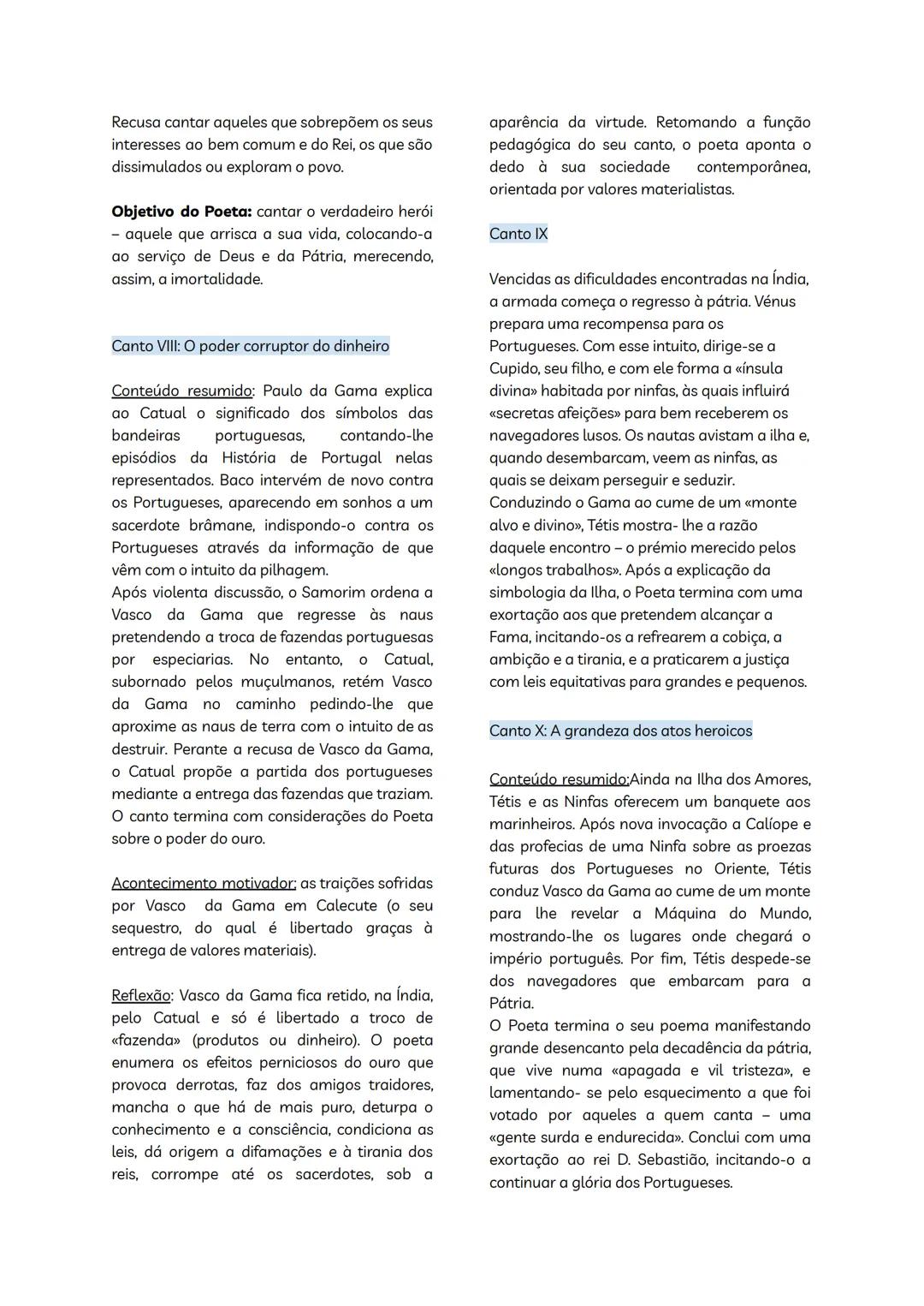 # Resumos 3º teste
Os Lusíadas
Epopeia: estrutura
Estrutura externa;
★ Constituídos por 10 cantos;
★ Os cantos contêm um número
variáve
