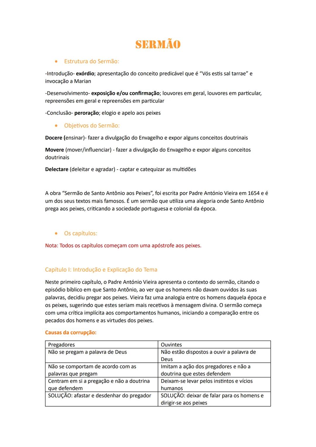 --- OCR Start ---
Estrutura do Sermão:
SERMÃO
-Introdução- exórdio; apresentação do conceito predicável que é "Vós estis sal tarrae" e
invoc